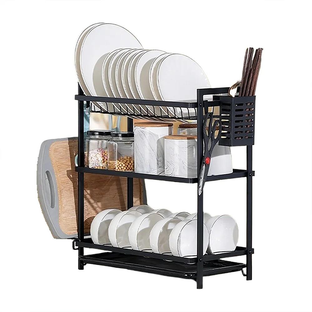 3-Tier Dish Drying Rack with Drainage