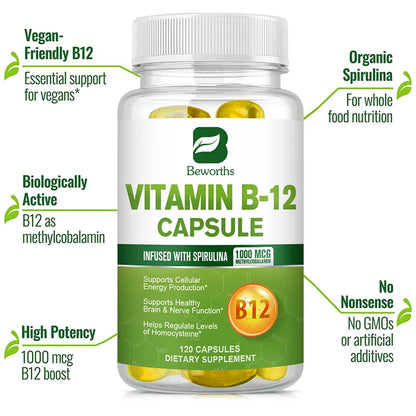 BEWORTHS VB12 1000mcg – Energy & Brain – 120 Caps