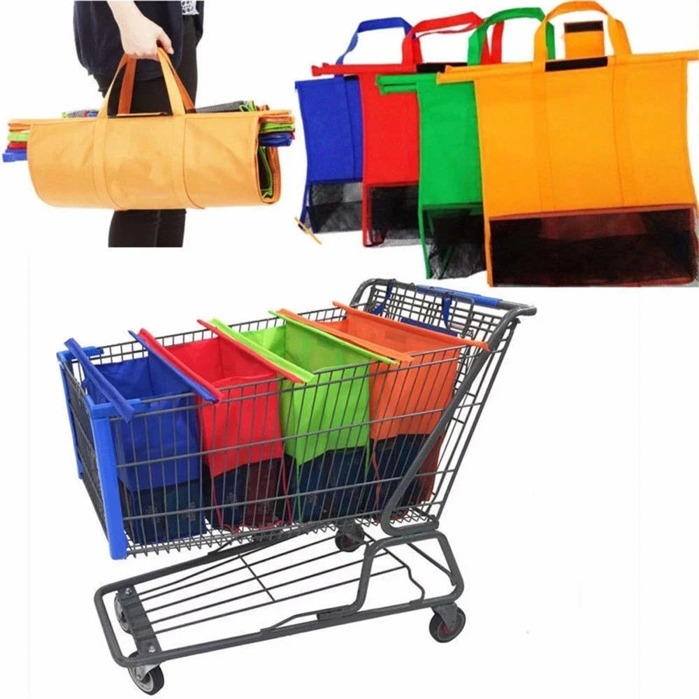 4-Pack Foldable Shopping Cart Bags