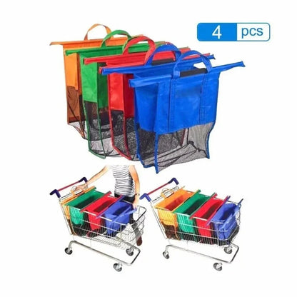 4-Pack Foldable Shopping Cart Bags