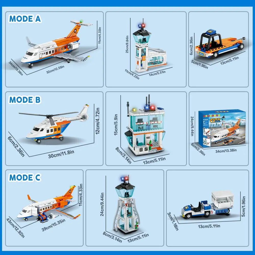 HOGOKIDS 3-in-1 Airplane Building Set